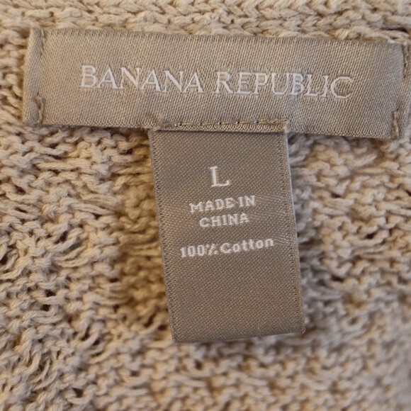 Banana Republic Full Zip Cream Textured Basket Weave Cardigan Sweater LG - Picture 11 of 11